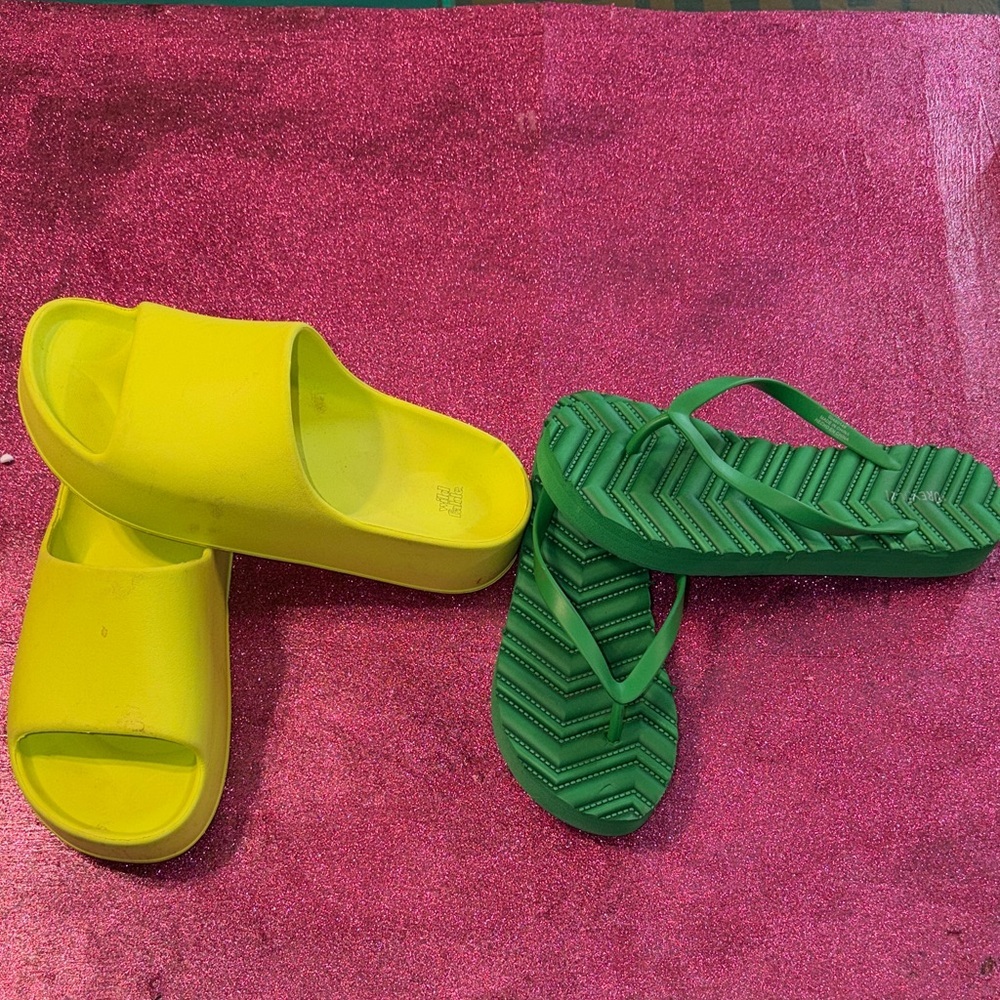 Vibrant Yellow and Green Women's Sandals